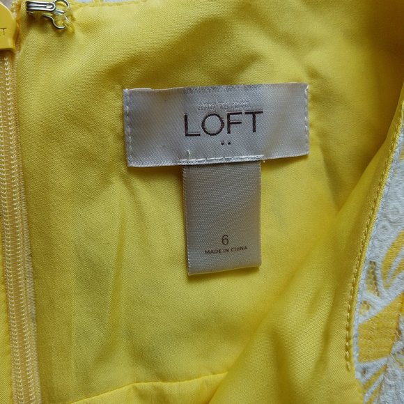 LOFT Yellow White Crochet Summer Dress 6 - Picture 4 of 5